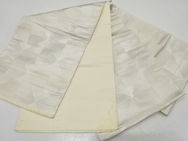  アンティーク　道長取りに枡模様織り出し袋帯（材料）